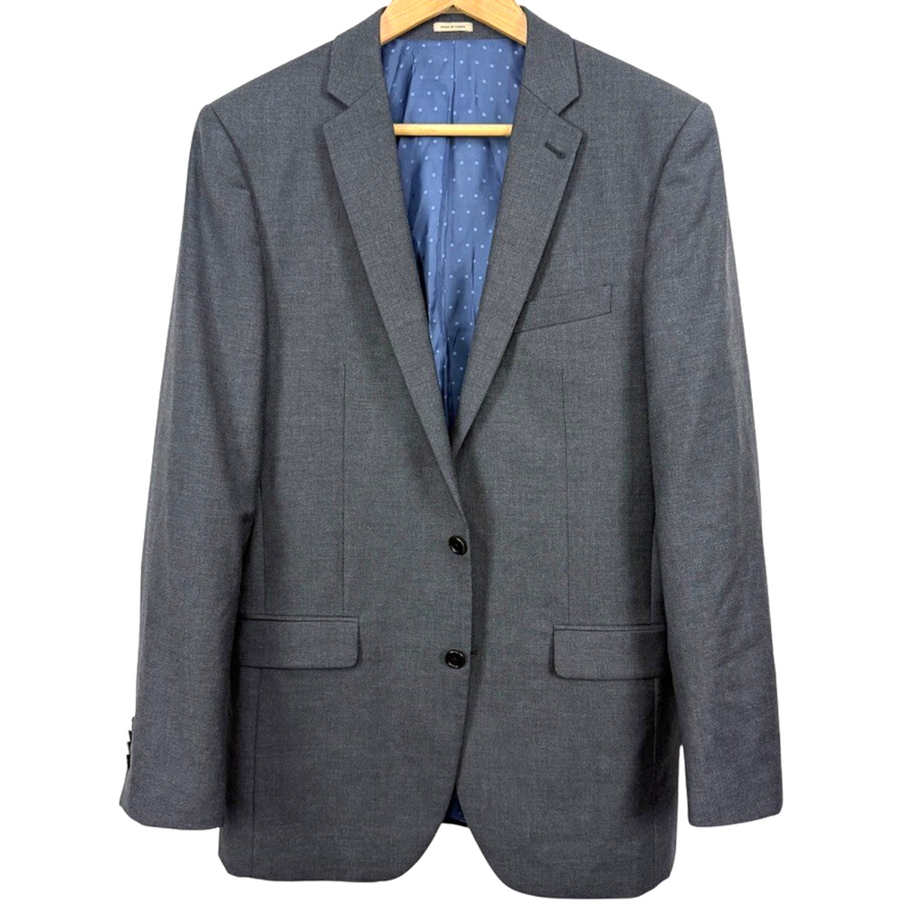Joe Joseph Abboud Gray 100% Wool Suit Jacket Custom Made Blazer 2 Button sz 40 L